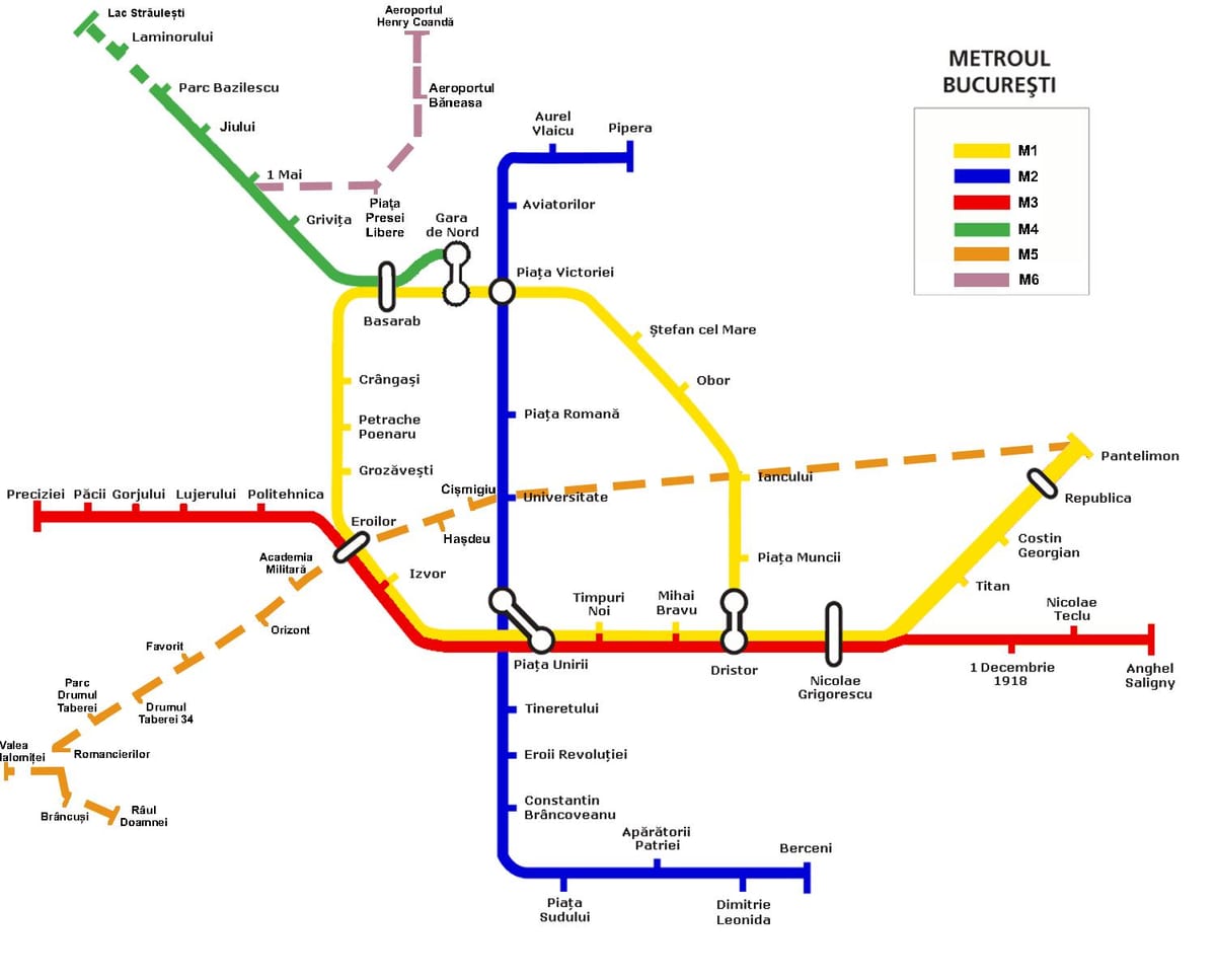 карта метро Бухареста, Румунія
